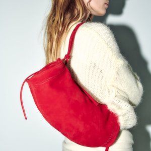 ZARA RED SUEDE DUFFLE BAG NWT
